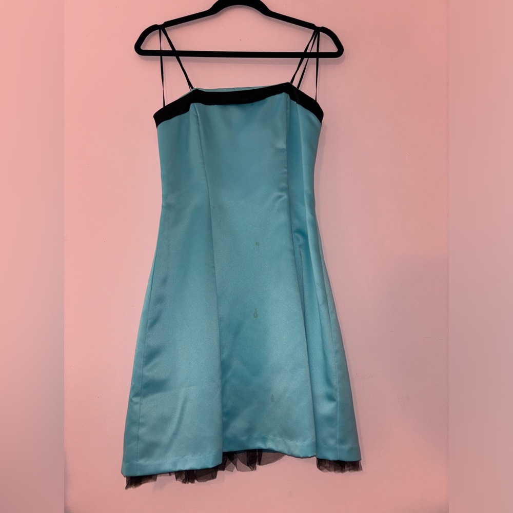 Vintage Y2K Turquoise with Black Bow Seductions Dress
